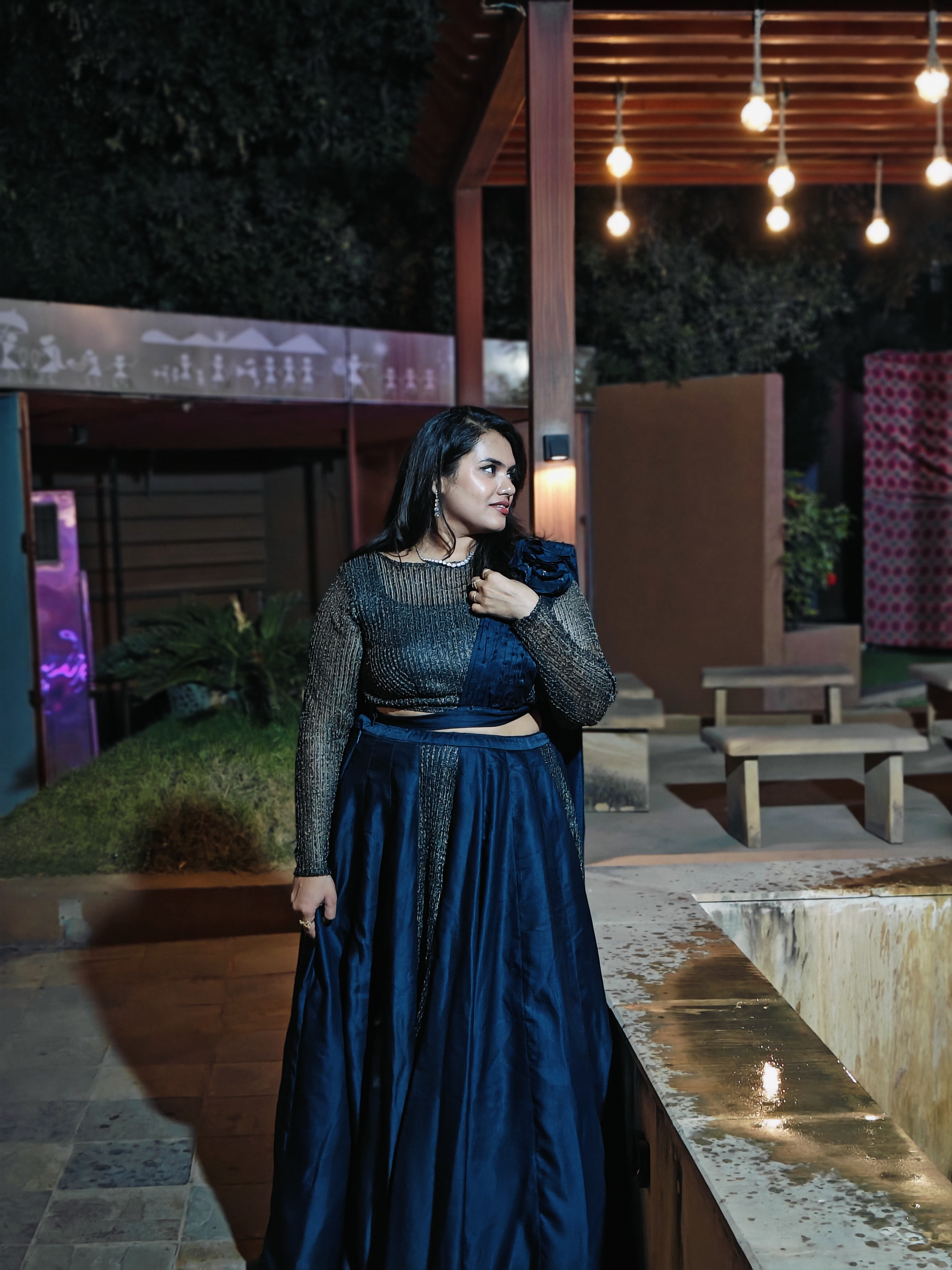 Neel Raat — Couture navy lehenga 2025 by House of Rveechi